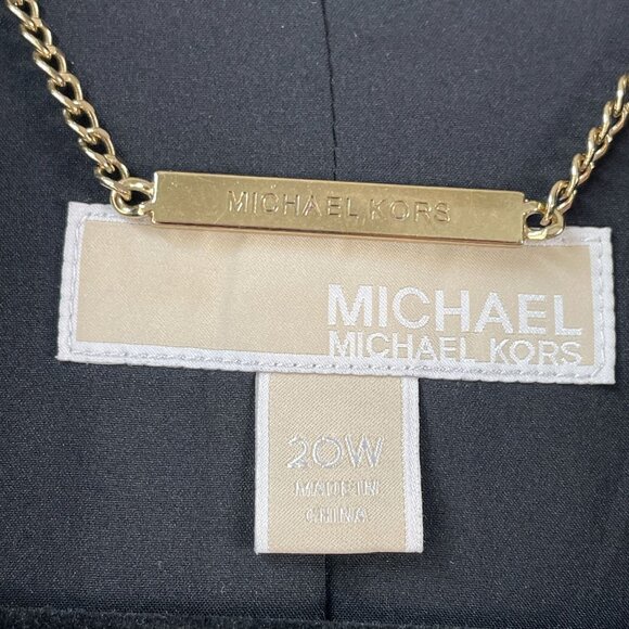 Michael Kors Womens Plus 20W Boyfriend Blazer Black Ruched 3/4 Sleeve Jacket - Picture 3 of 8